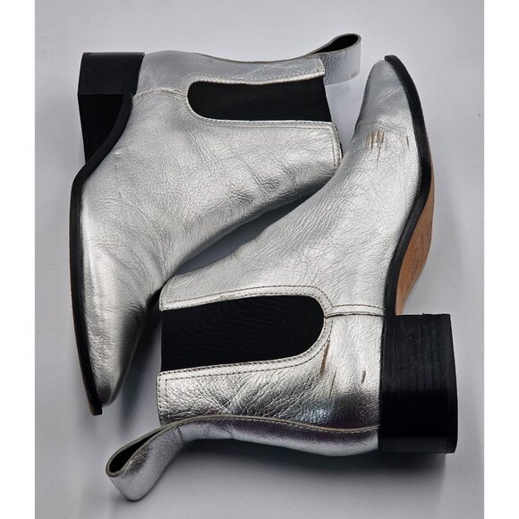 Loeffler Randall Women Metallic Silver Nellie Chelsea Pointed Booties Sz10  2971 - Picture 10 of 16